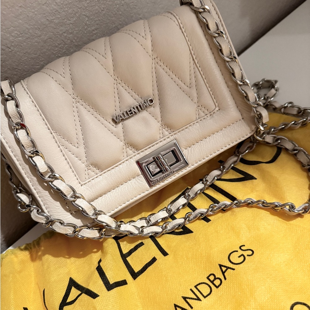 Valentino by Mario Valentino leather crossbody bag with chain strap